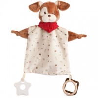 Bear Toys plüss baby kutya kendő csörgő 